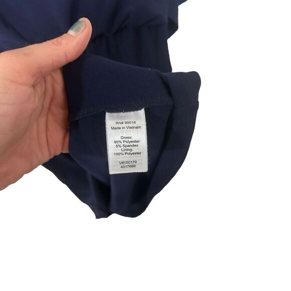 Coldwater Creek Dolman Sleeve Ruched Tie Waist Blouson Dress Navy Blue Size 10 - Picture 12 of 14